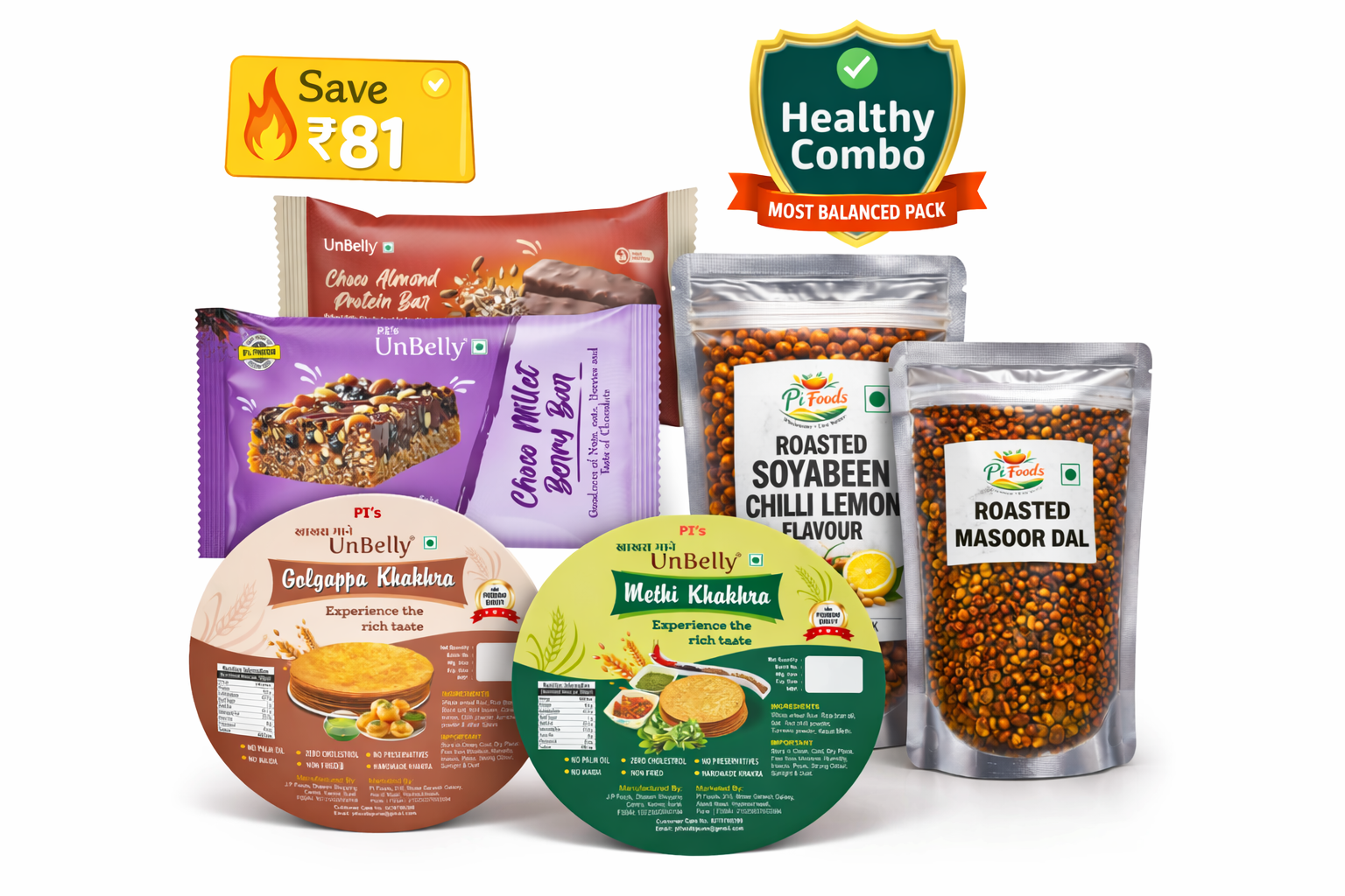 🔥 Healthy Combo Pack – Protein + Khakhra + Roasted Snacks